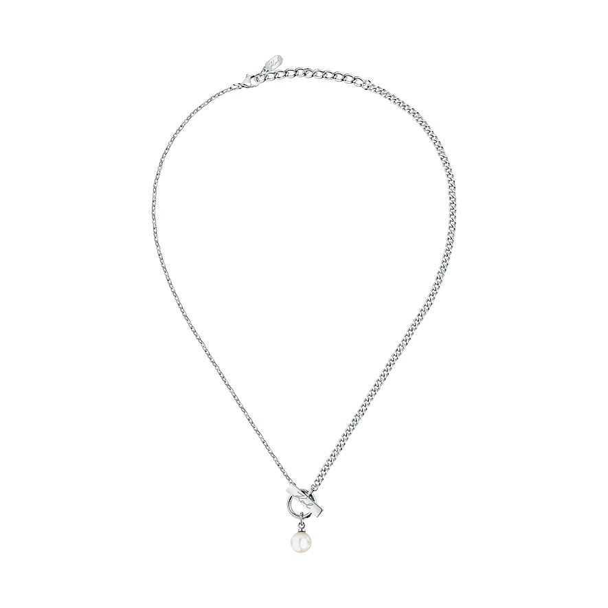 Collier Karl Lagerfeld en acier inoxydable avec perle et fermoir à bascule.