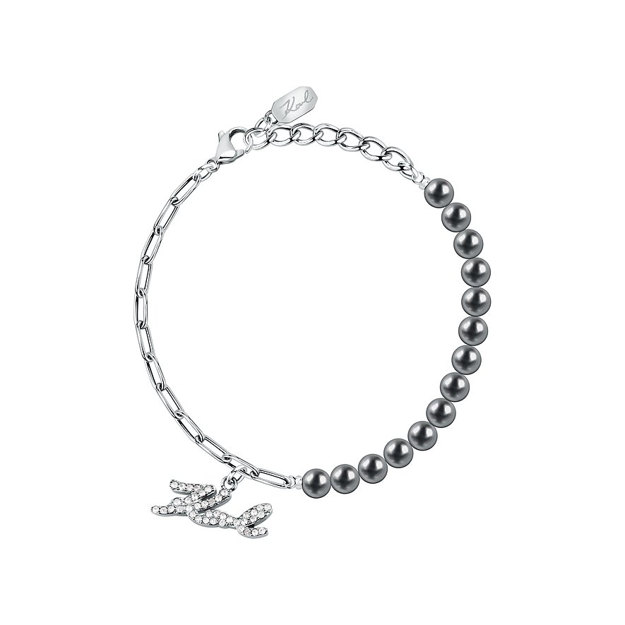 Karl Lagerfeld Armband Pearl, Kunstperle, Damen, Edelstahl, silber