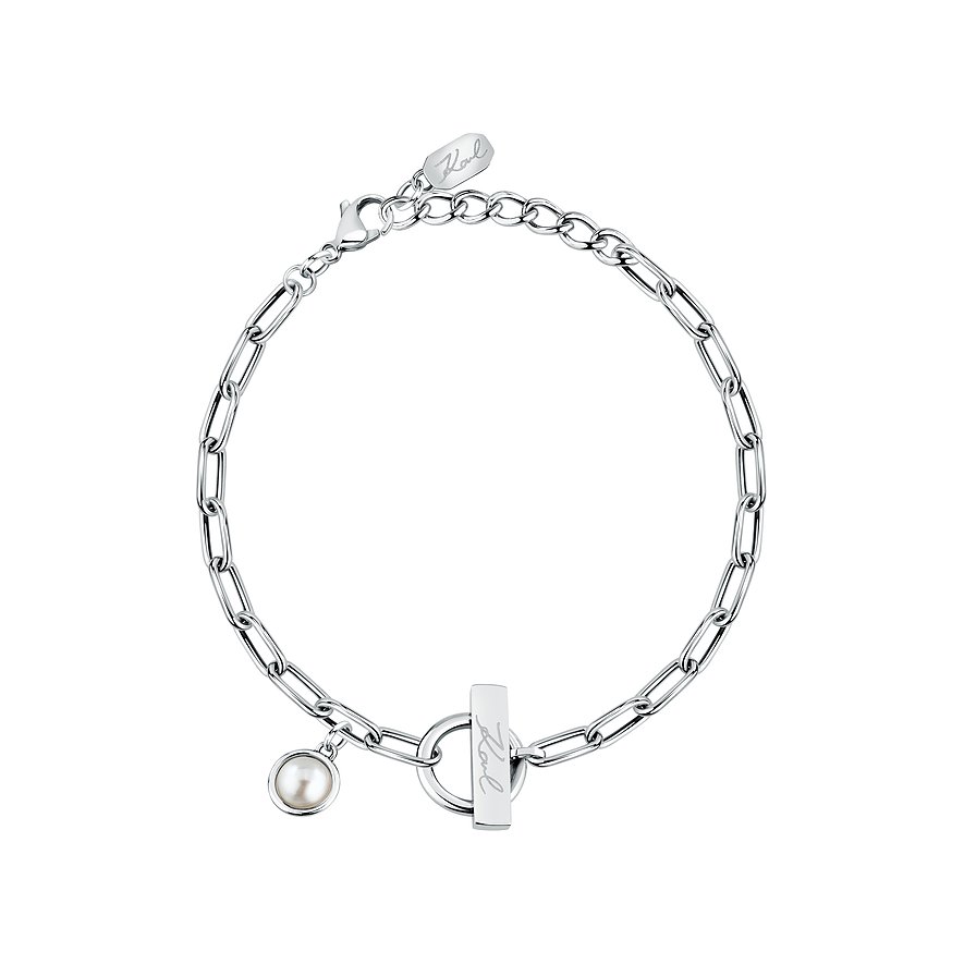 Karl Lagerfeld Armband Pearl, Kunstperle, Damen, Edelstahl, silber