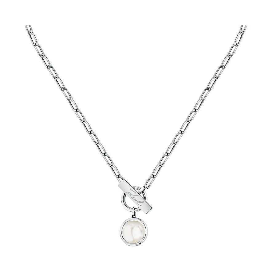 Karl Lagerfeld Kette Pearl, Kunstperle, Damen, Edelstahl, silber
