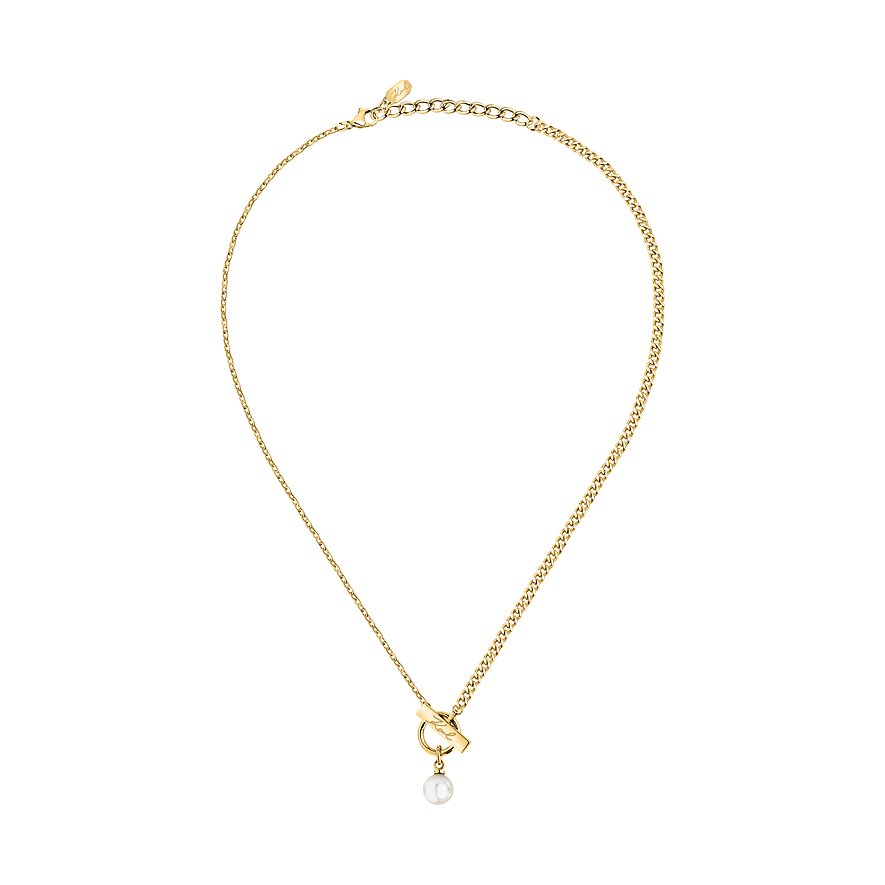 Karl Lagerfeld Halsschmuck aus Edelstahl mit Perle und Toggle-Verschluss.