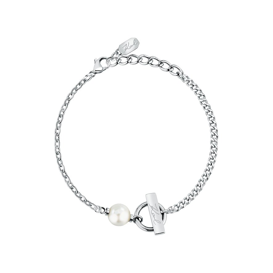 Karl Lagerfeld Armband Pearl, Kunstperle, Damen, Edelstahl, silber