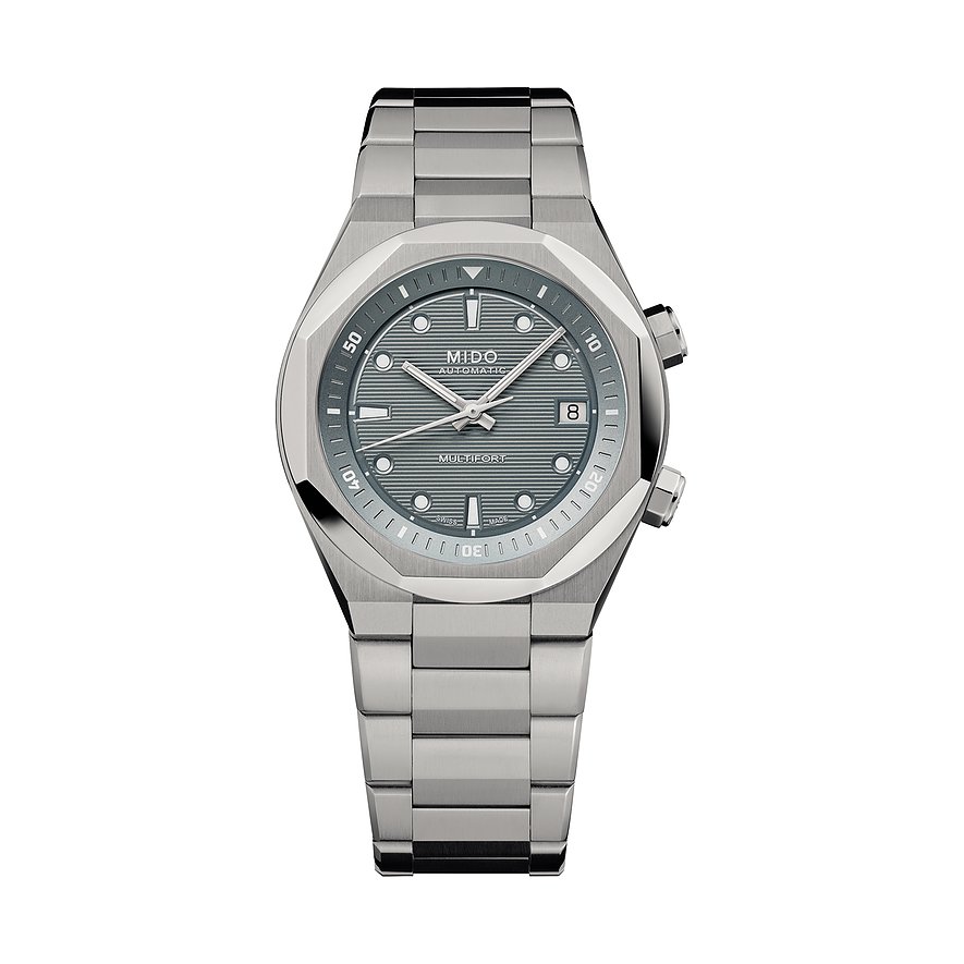 Mido Herrenuhr Multifort Two Crowns M0475071108100, Herren, Edelstahl, Armband: Edelstahl, Automatik, analog