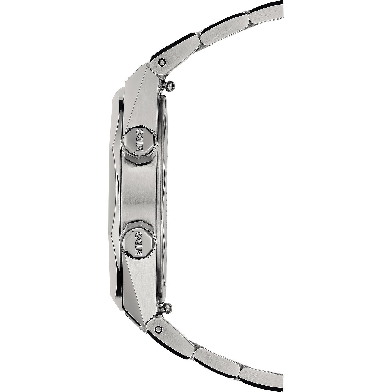Mido Herrenuhr mit Edelstahlgehäuse und silberfarbenem Armband.