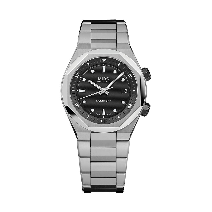 Mido Herrenuhr Multifort Two Crowns M0475071105100, Herren, Edelstahl, Armband: Edelstahl, Automatik, analog