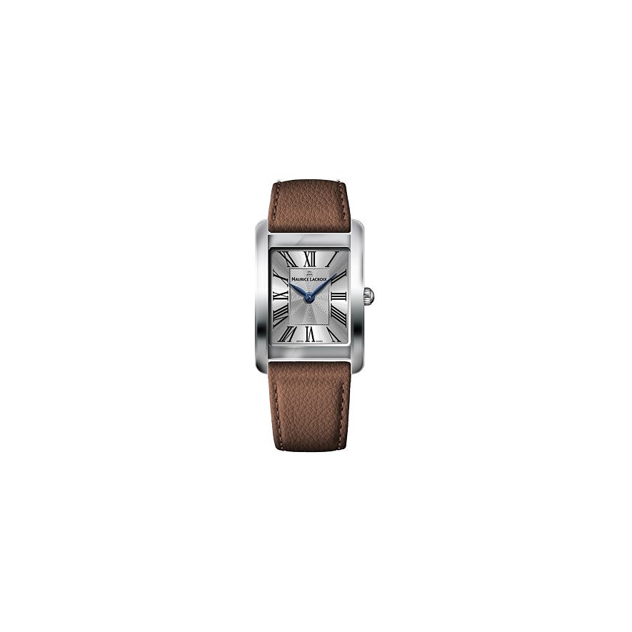 Maurice Lacroix Damenuhr Fiaba Quartz FA1205-SS001-110-3, Damen, Edelstahl, Armband: Leder, Quarz, analog