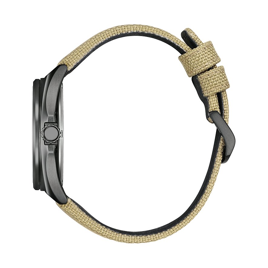 Citizen herenhorloge met roestvrijstalen kast en textielen band.