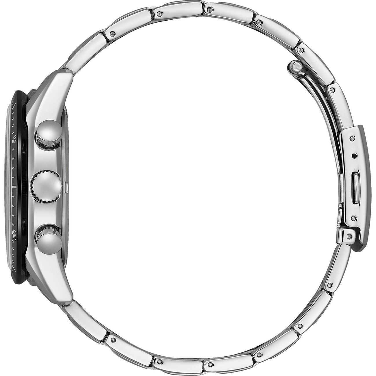 Citizen Herrenuhr aus Edelstahl, silberfarbenes Gehäuse mit analoger Anzeige.