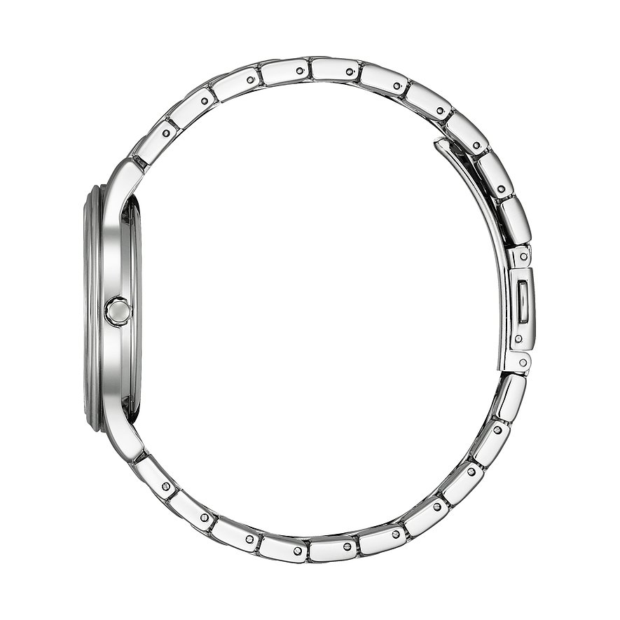 Citizen Damenuhr aus Edelstahl, silberfarbenes Gehäuse, mit Gliederarmband.