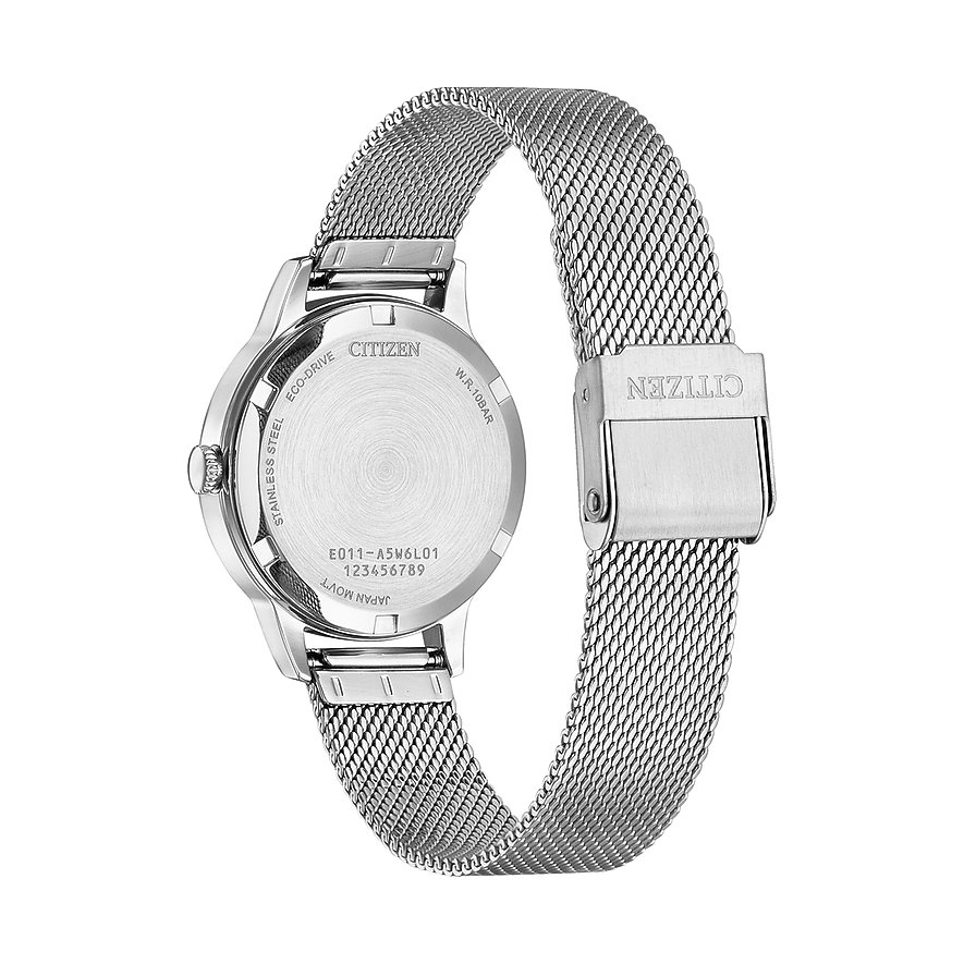 Citizen Damenuhr aus Edelstahl mit Mesh-Armband und Dornschließe.