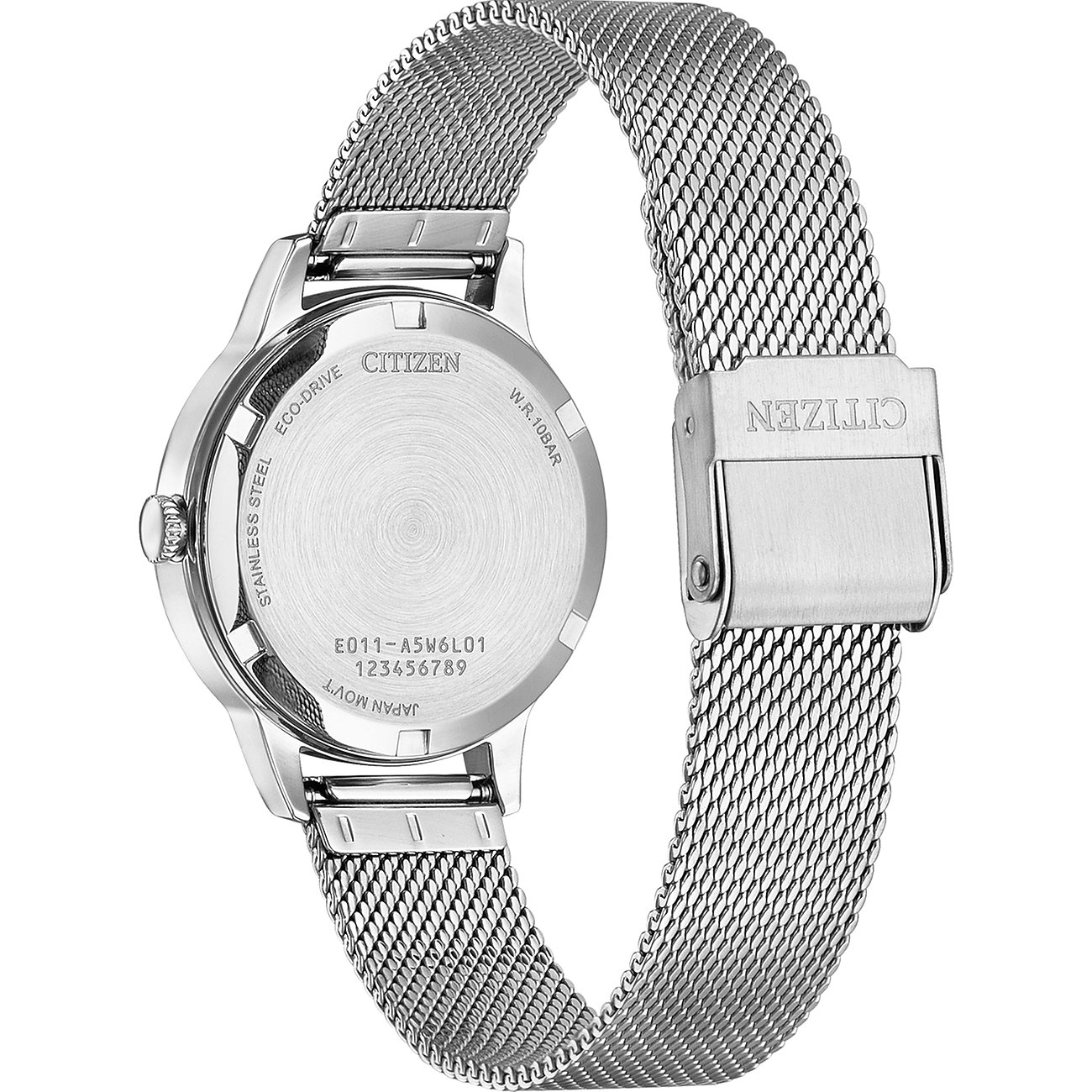 Citizen Damenuhr aus Edelstahl mit Mesh-Armband und Dornschließe.