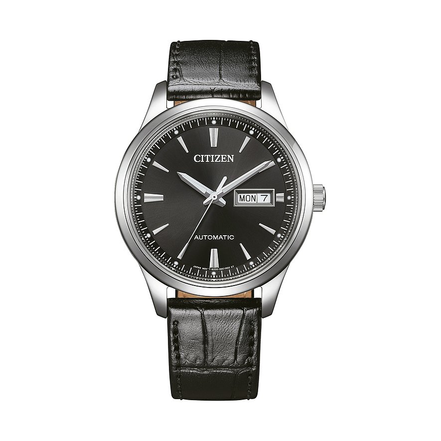 Citizen Herrenuhr Mechanisch NY4058-01EE, Herren, Edelstahl, Armband: Leder, Automatik, analog