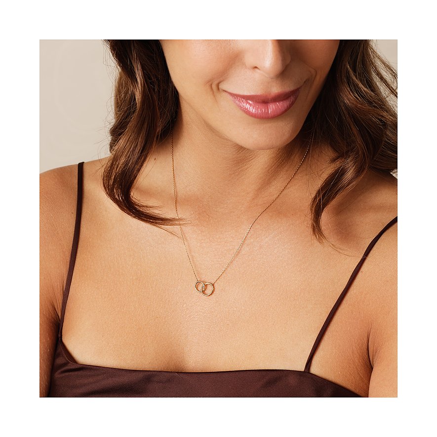 CHRIST Damhalskæde af 585 gult guld med to forbundne ringe.