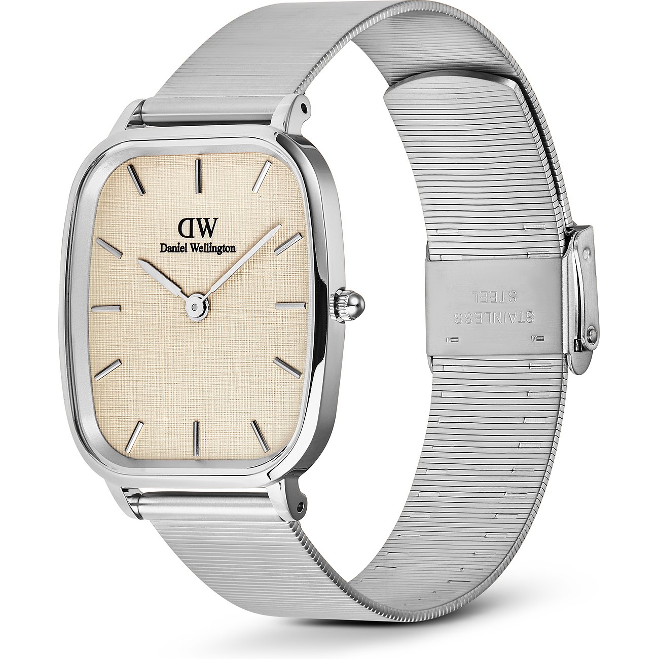 Daniel Wellington Herrenuhr mit Edelstahlgehäuse und analoger Anzeige.