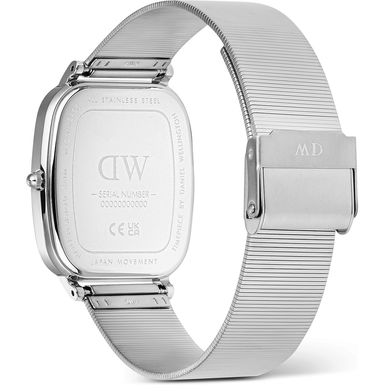 Daniel Wellington Herrenuhr mit Edelstahlgehäuse und Mesh-Armband.