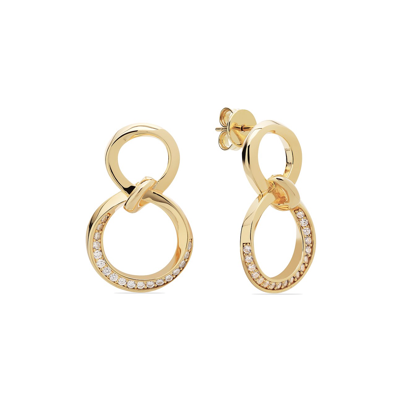 JETTE Ohrringe aus 925er Silber, goldfarben, mit Zirkonia besetzt.