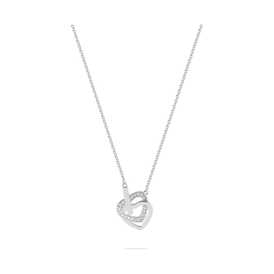 JETTE Kette SWING HEART, Zirkonia, synthetisch, Damen, 925er Silber, recycelt, silber
