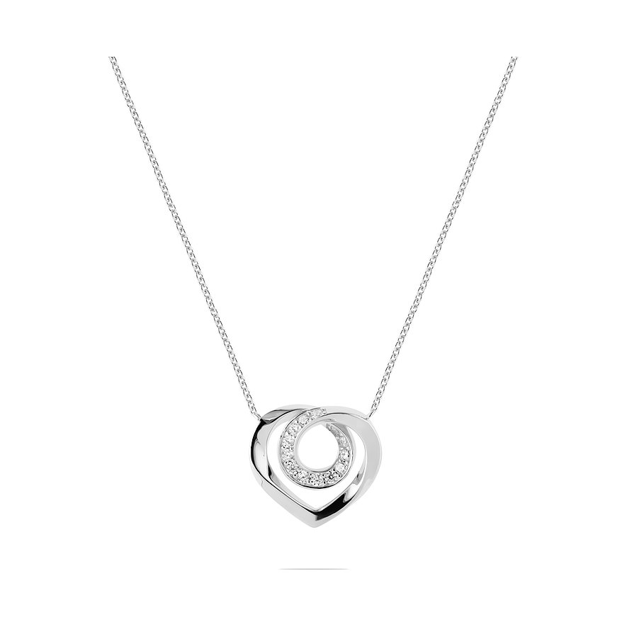 JETTE Kette TWISTED HEART, Zirkonia, synthetisch, Damen, 925er Silber, recycelt, silber