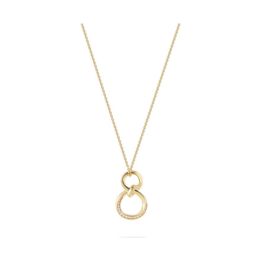 JETTE Kette LOOP, Zirkonia, synthetisch, Damen, 925er Silber, recycelt, gelbgold