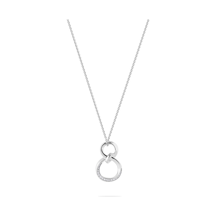 JETTE Kette LOOP, Zirkonia, synthetisch, Damen, 925er Silber, recycelt, silber