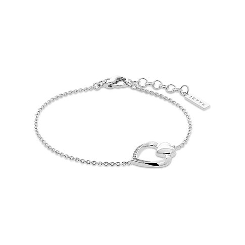 Bracelet JETTE en argent recyclé 925 avec un cœur serti de zircones.
