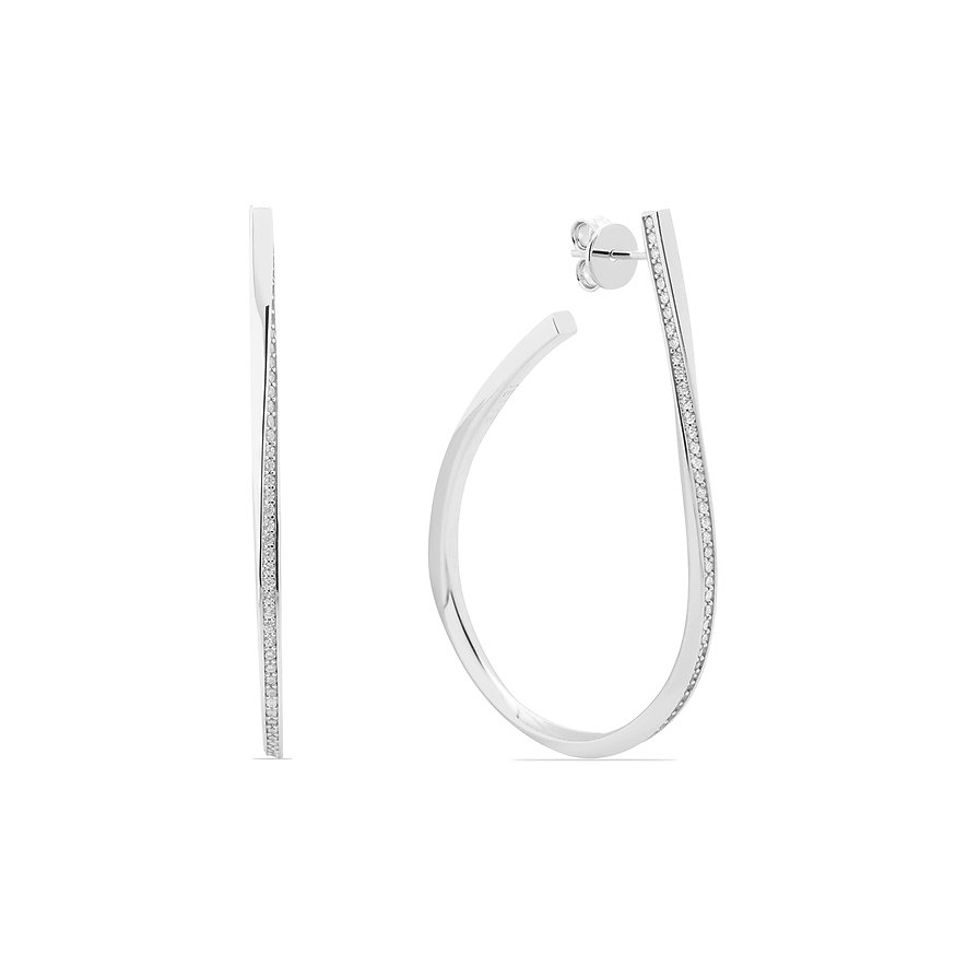 JETTE Ohrhänger TWISTED Zirkonia, synthetisch, Damen, 925er Silber, recycelt, silber