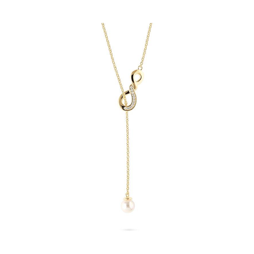JETTE Kette JOY, Perlmutt, Damen, 925er Silber, recycelt, gelbgold