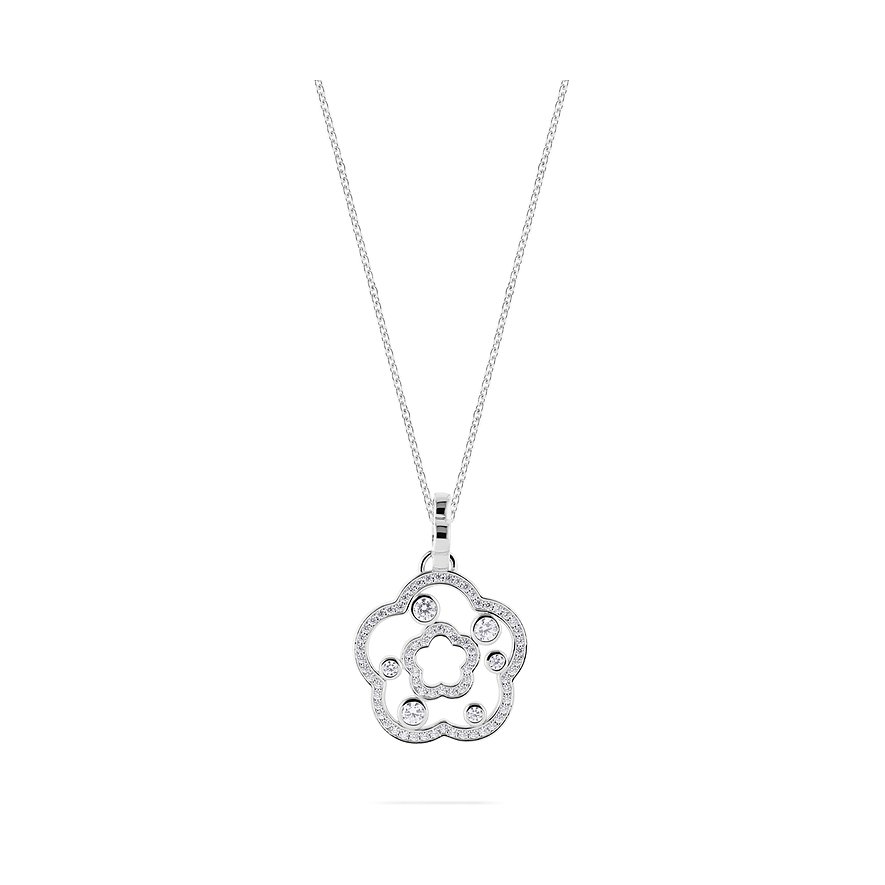 JETTE Kette FLOWERS, Zirkonia, synthetisch, Damen, 925er Silber, recycelt, silber
