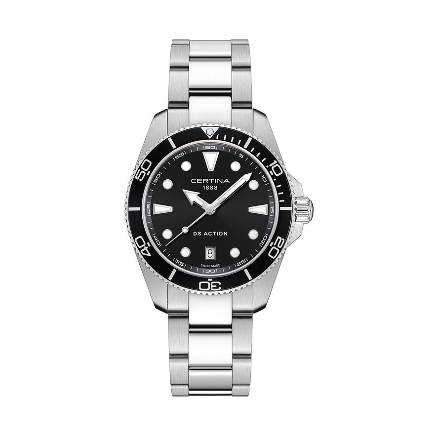 Certina Herrenuhr DS Action C0484101105100, Herren, Edelstahl, Armband: Edelstahl, Quarz, analog