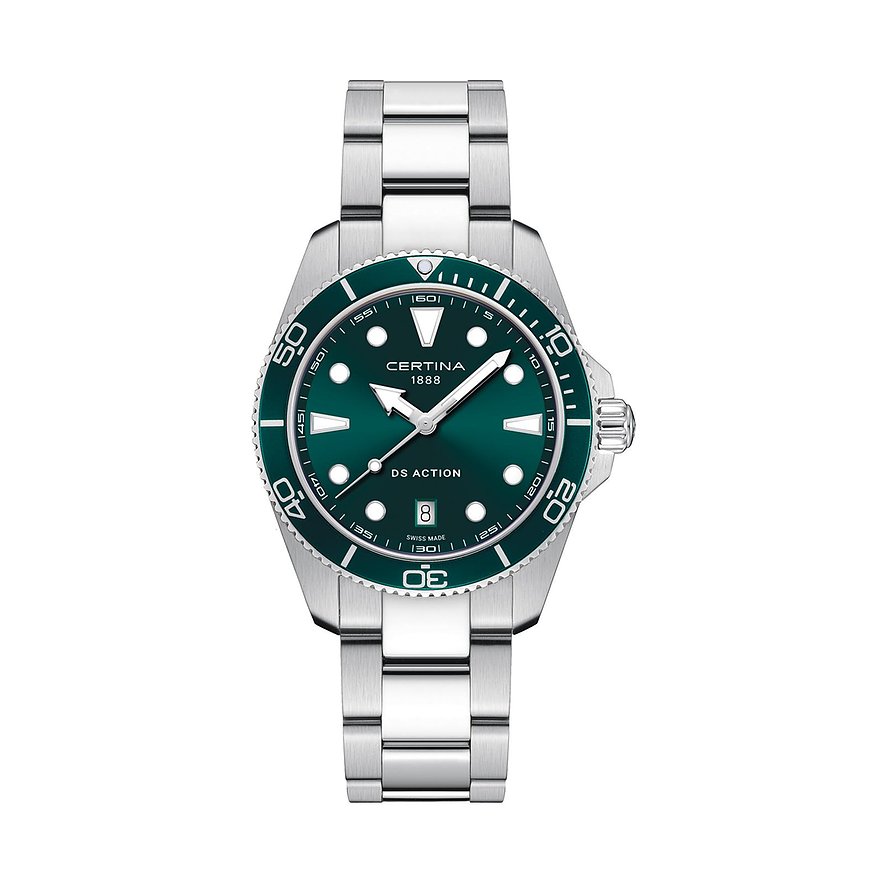 Certina Herrenuhr DS Action C0484101109100, Herren, Edelstahl, Armband: Edelstahl, Quarz, analog