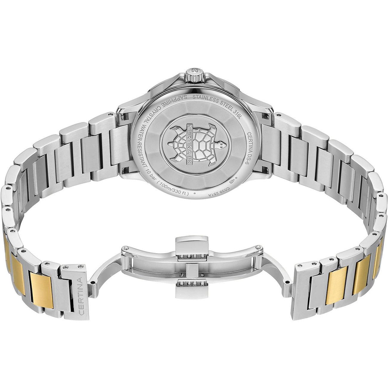 Certina Damenuhr aus Edelstahl, bicolor, mit analoger Anzeige.