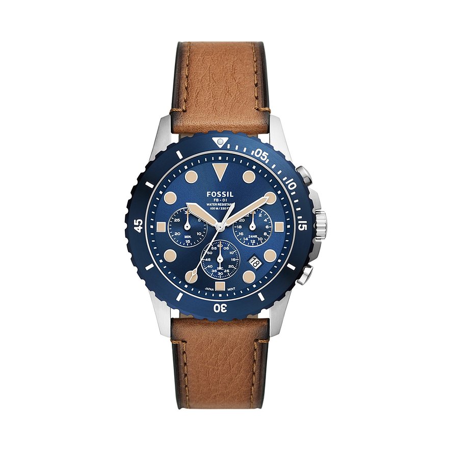 2. Chance - Fossil Chronograph FS5914, Herren, Edelstahl, Armband: Leder, Quarz, analog