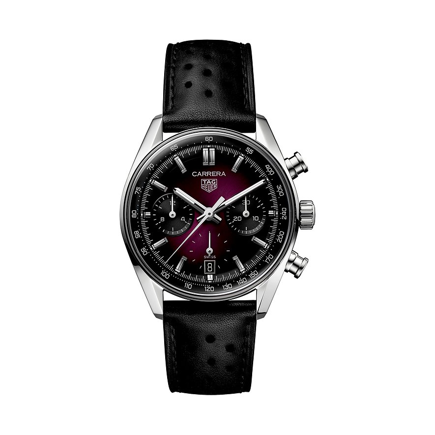 TAG Heuer Chronograph Carrera Chronograph CBS2219.FC6607, Unisex, Edelstahl, Armband: Kalbleder, Automatik, analog
