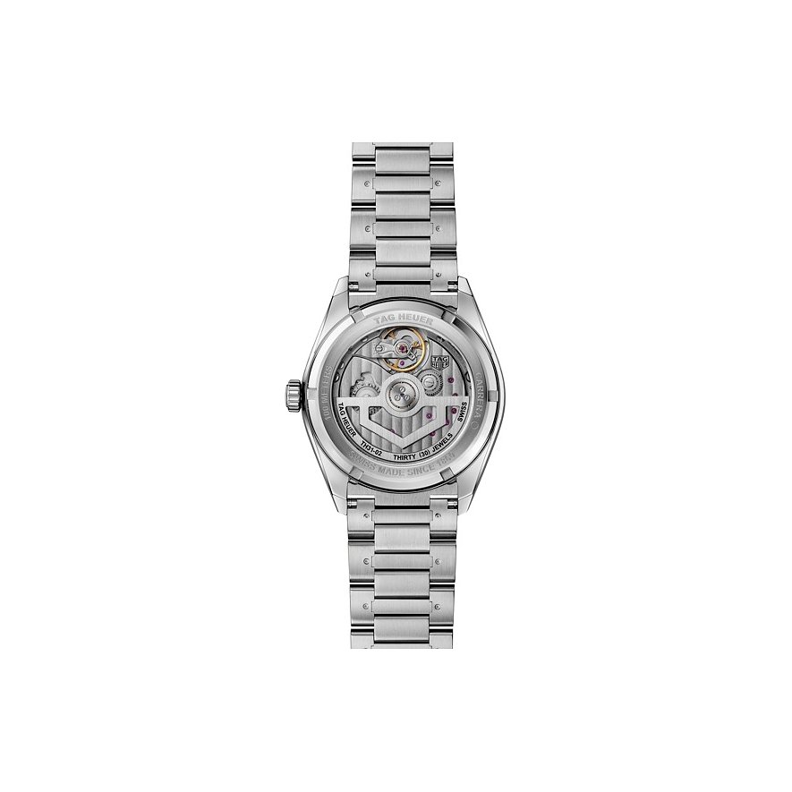 TAG Heuer Herrenuhr mit Edelstahlgehäuse und Sichtboden.