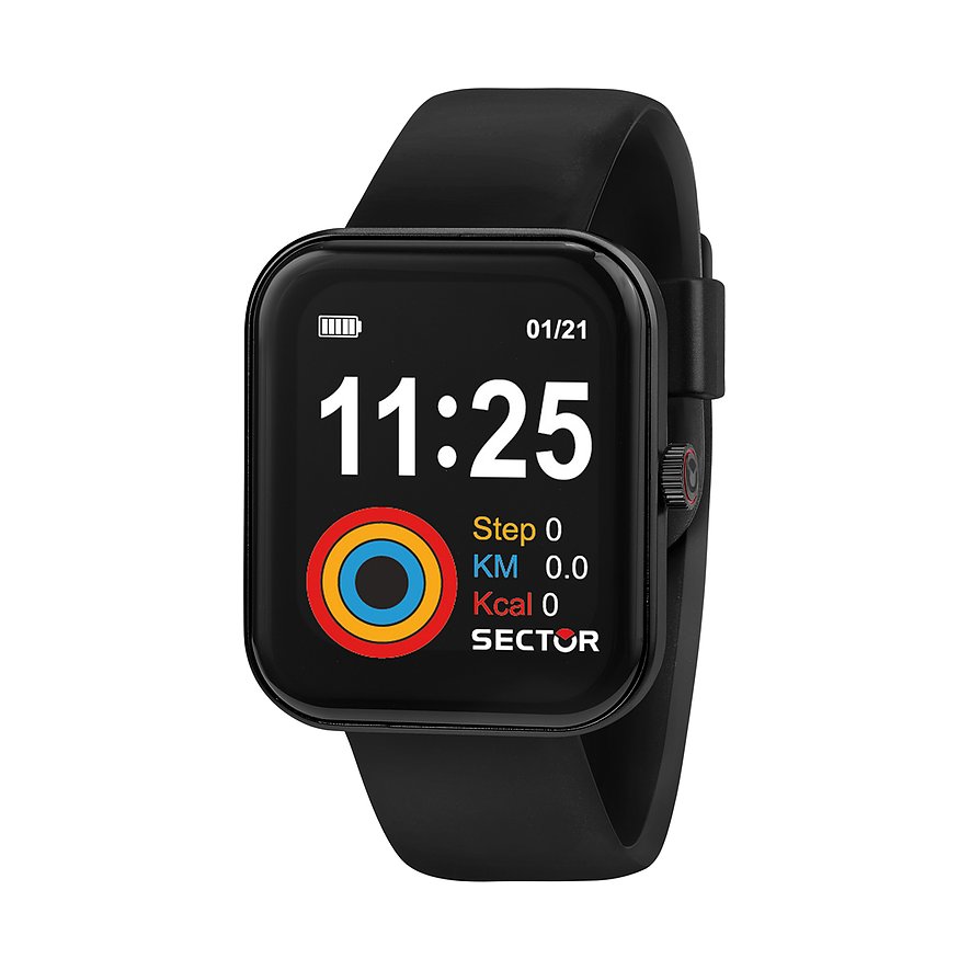 2. Chance - Sector Smartwatch R3251282005, Unisex, Edelstahl, Armband: Silikon, Akku, digital