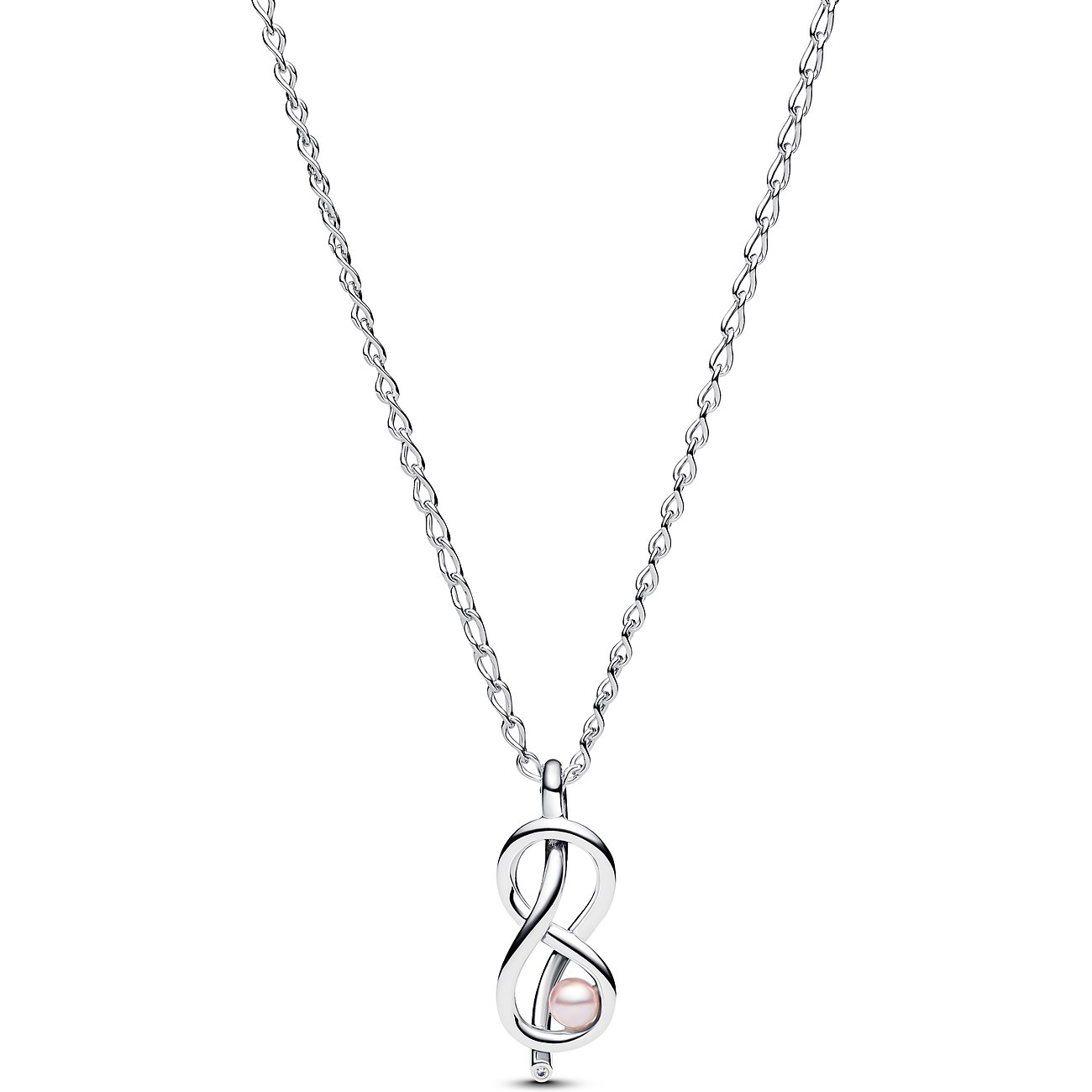 Pandora Halsschmuck aus 925er Silber mit Perle und Zirkonia.