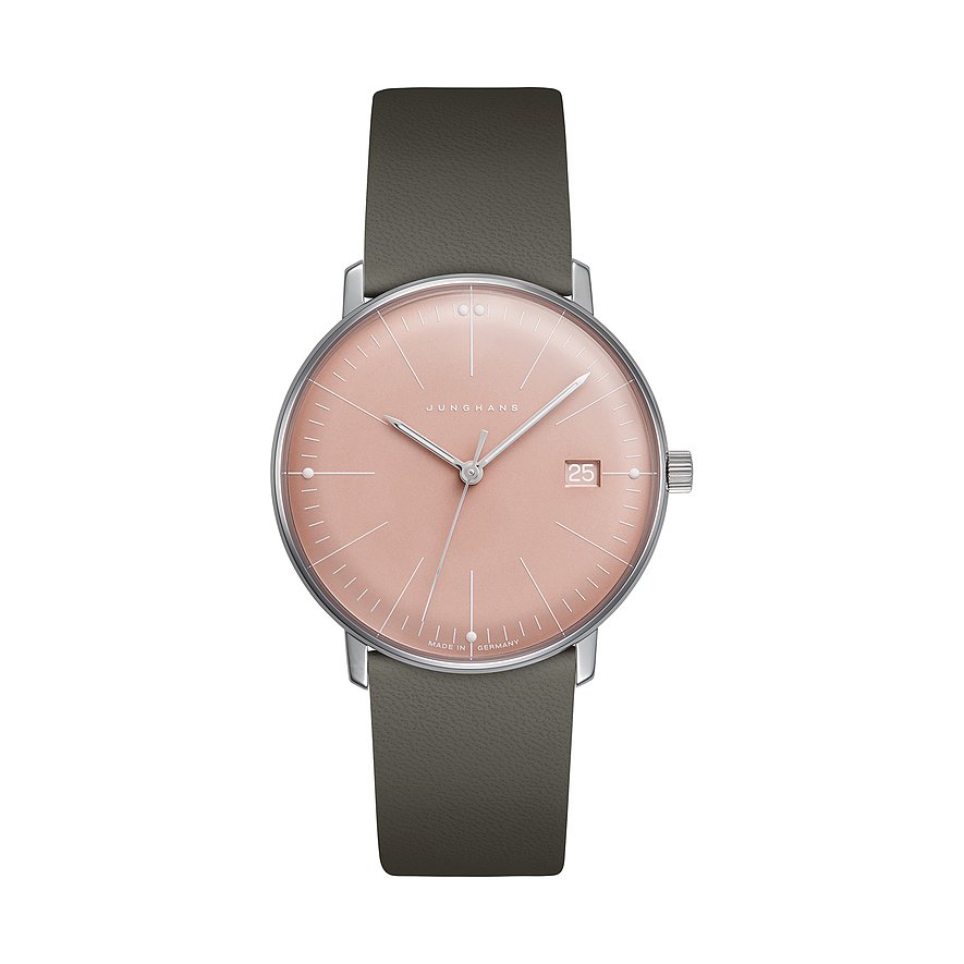 Junghans Damenuhr max bill 47455502, Damen, Edelstahl, Armband: Leder, Quarz, analog