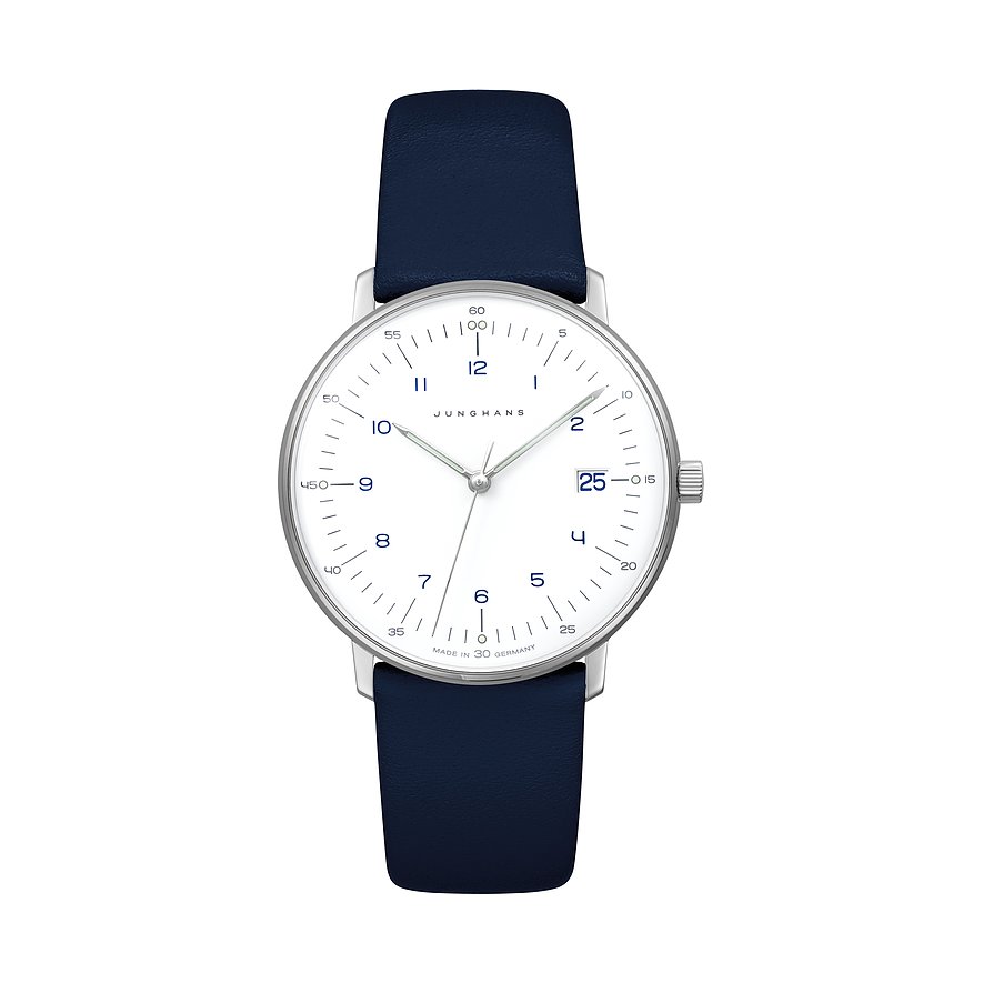 Junghans Damenuhr max bill 47455602, Damen, Edelstahl, Armband: Leder, Quarz, analog