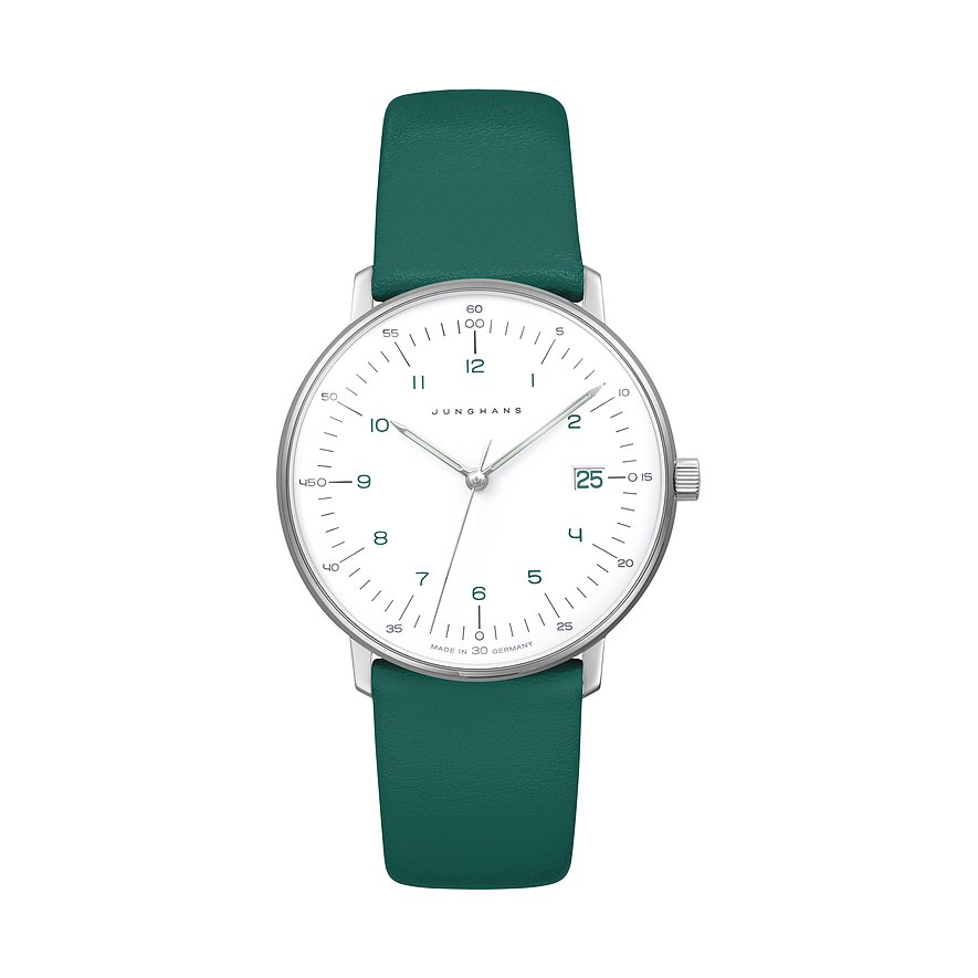 Junghans Damenuhr max bill 47455702, Damen, Edelstahl, Armband: Leder, Quarz, analog