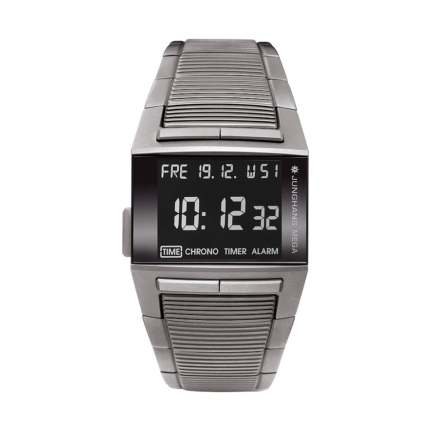 Junghans Herrenuhr Mega 1000 26280044, Damen, Titan, Armband: Metall, Funk, digital