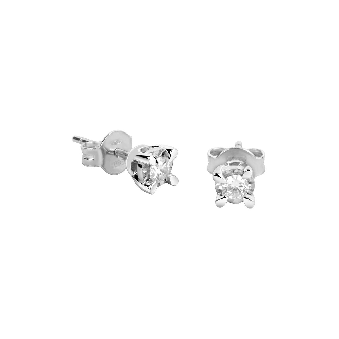 CHRIST oorstekers van 585 witgoud met diamant.