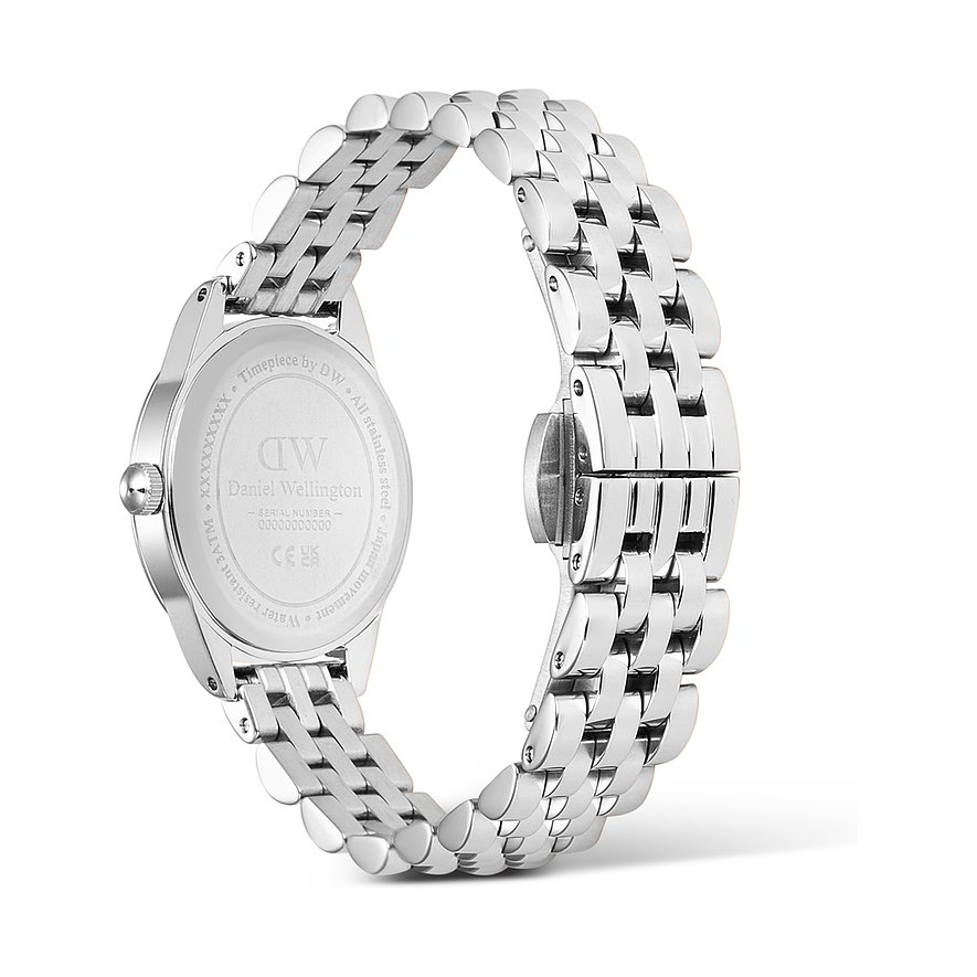 Daniel Wellington Damenuhr aus Edelstahl mit Gliederarmband.