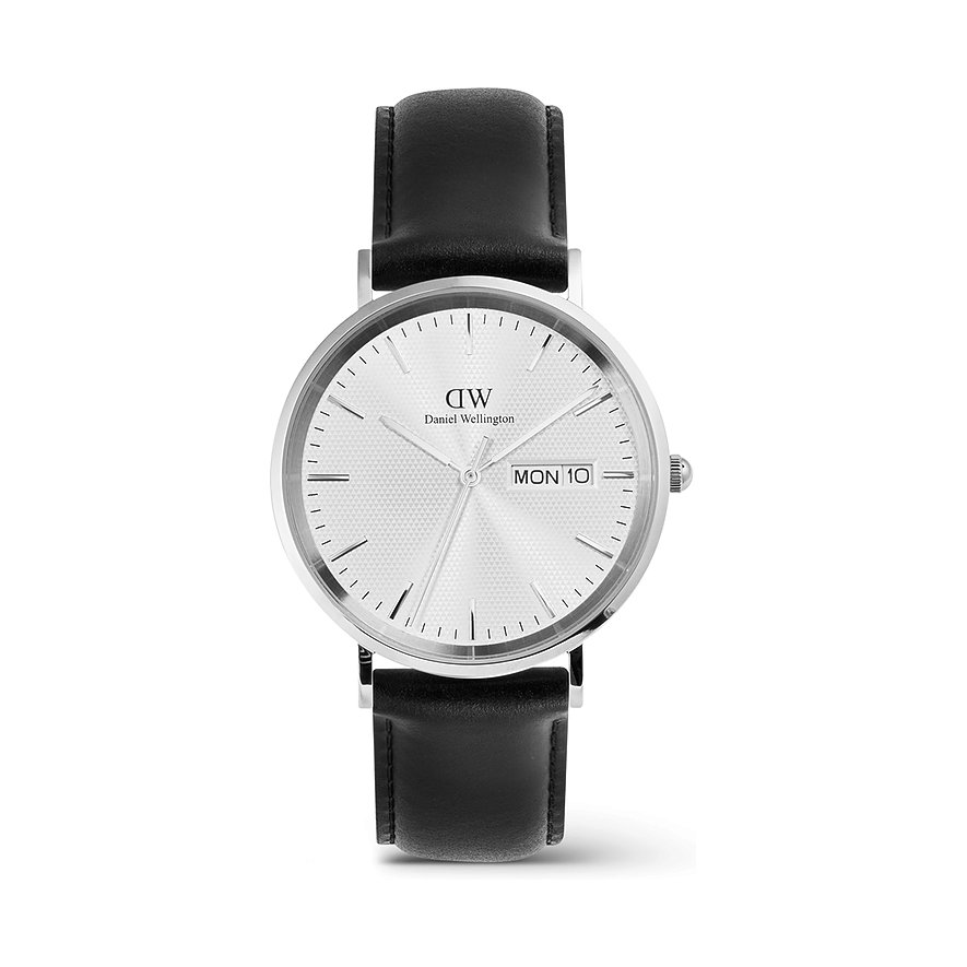 Daniel Wellington Herrenuhr Day Display DW.DW00100832, Herren, Edelstahl, Armband: Leder, Quarz, analog
