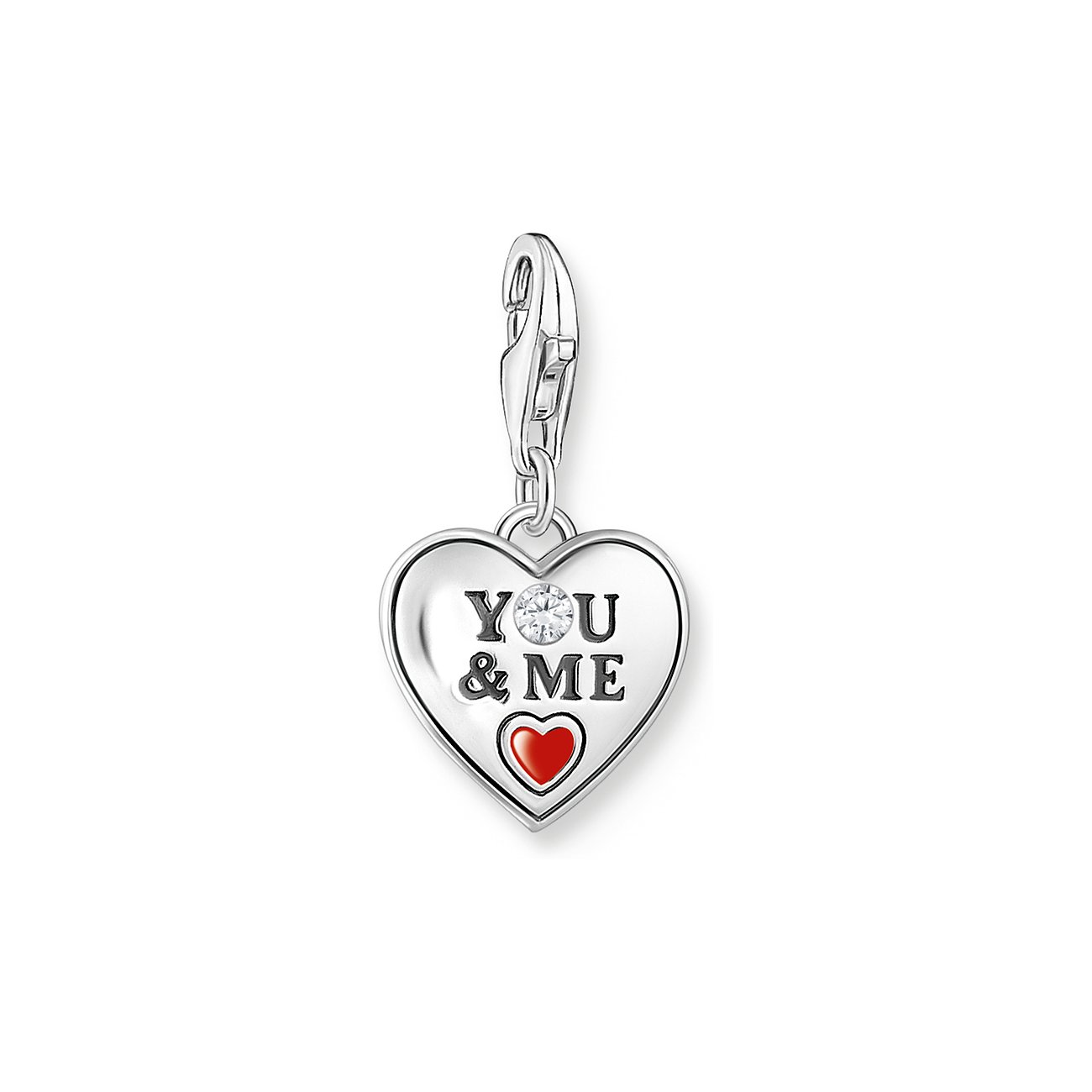 Ciondolo Thomas Sabo in argento 925, a forma di cuore con zirconi e smalto rosso.