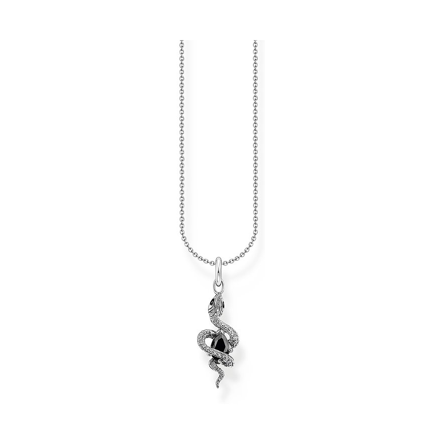 Thomas Sabo Kette, Zirkonia, Damen, 925er Silber, Emaille, rot
