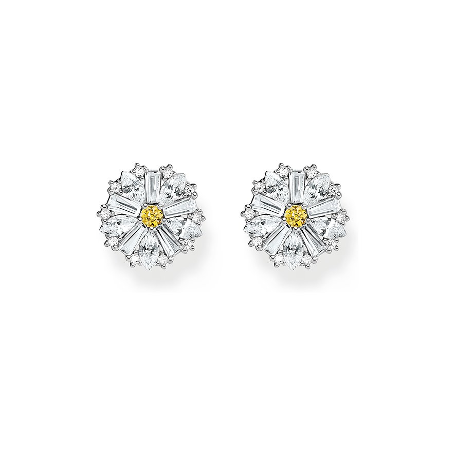 Thomas Sabo Ohrstecker, Zirkonia, Damen, 925er Silber, gelb