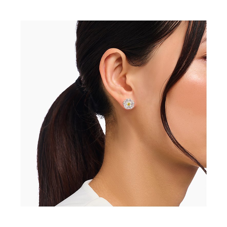 Orecchini a lobo Thomas Sabo in argento 925 con zircone giallo.