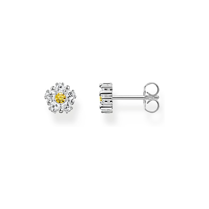 Thomas Sabo Ohrstecker, Zirkonia, Damen, 925er Silber, gelb