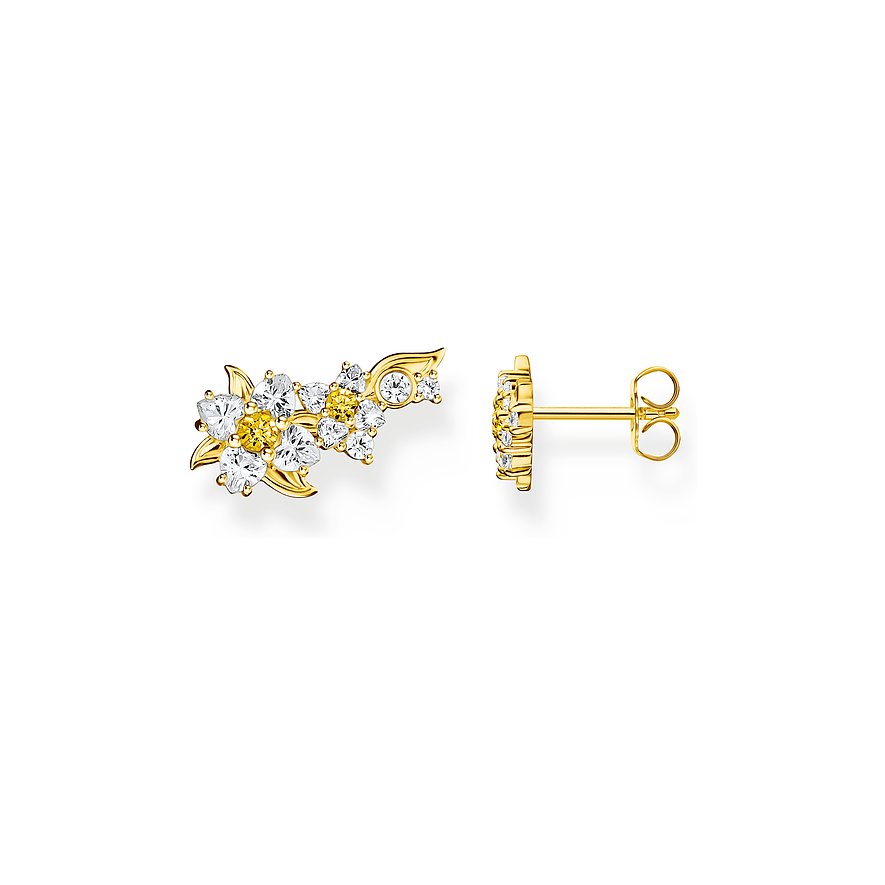 Thomas Sabo Ohrstecker, Zirkonia, Damen, 925er Silber, gelb