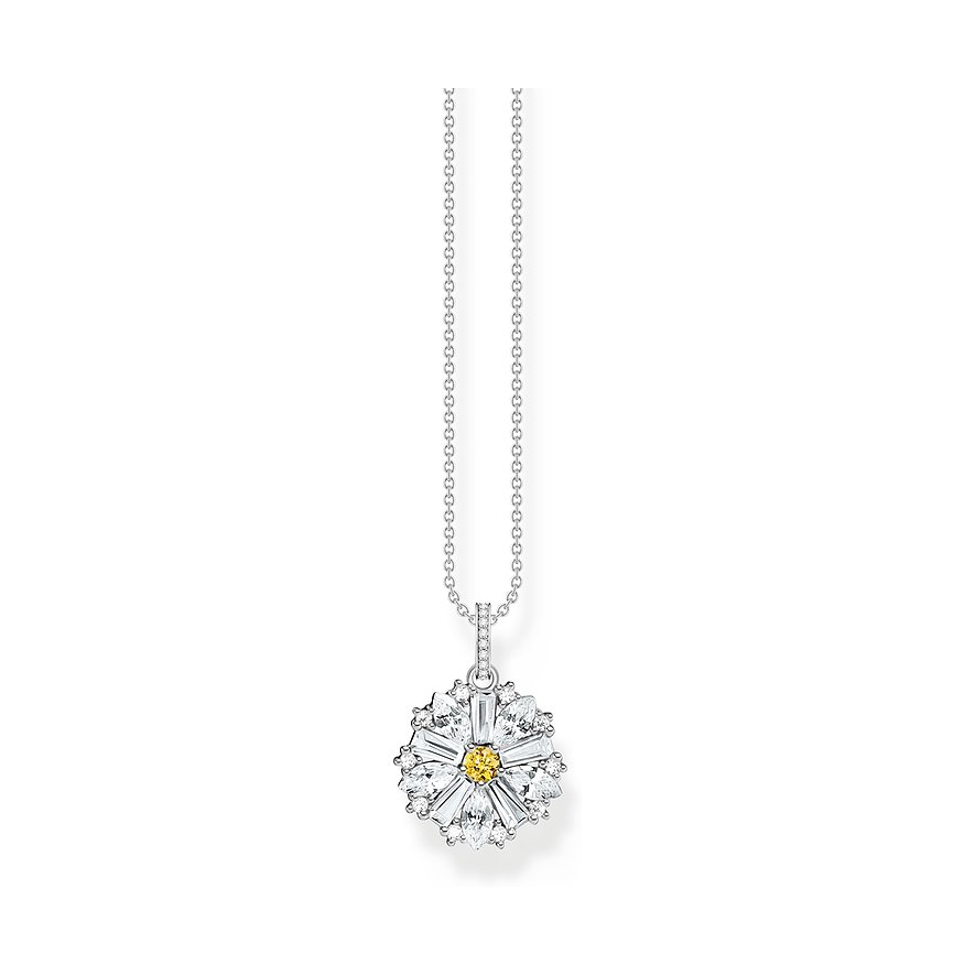 Thomas Sabo Kette, Zirkonia, Damen, 925er Silber, gelb